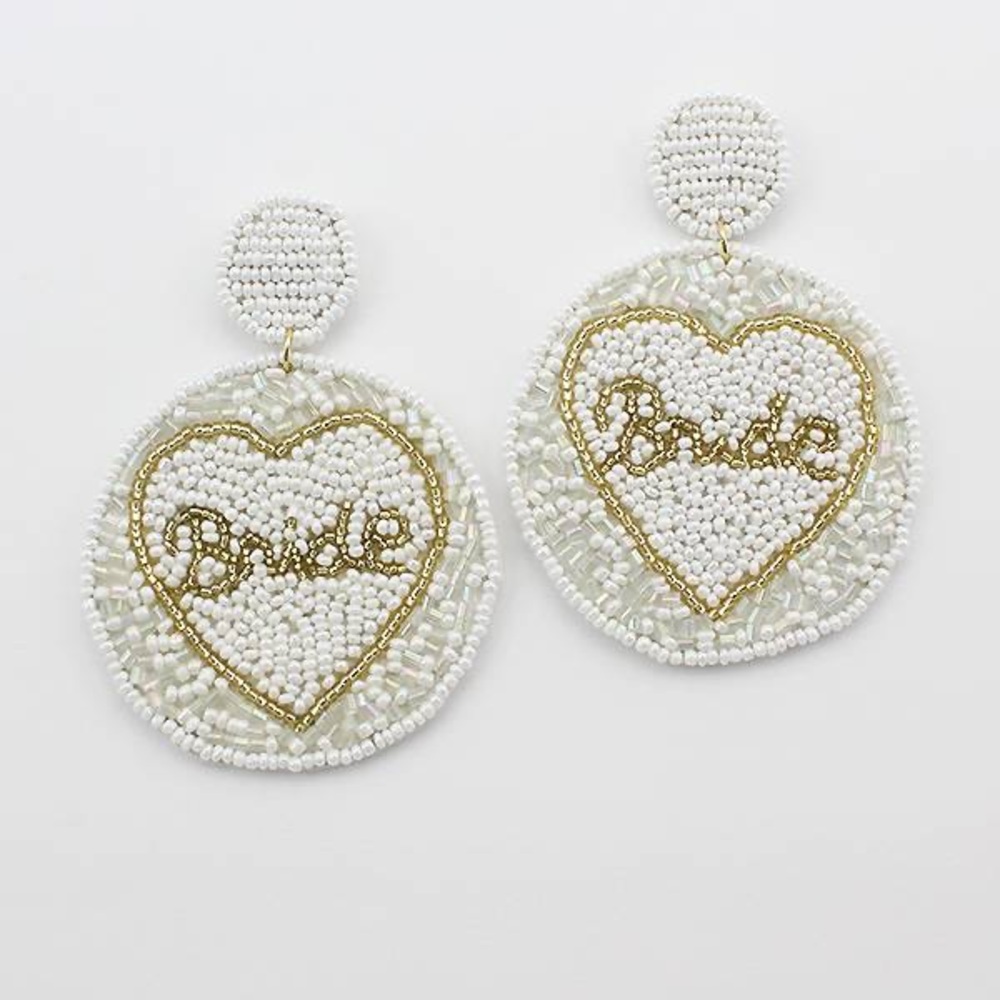Kay Lee New York | Handmade Beaded Statement Earrings - Bride - NWT/Package